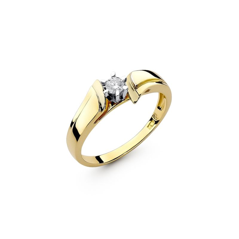 Wedding ring white and yellow gold with diamond - Classic