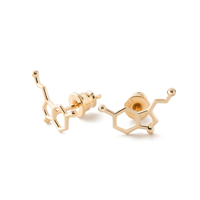 Silver stud earrings - serotonin gold plated