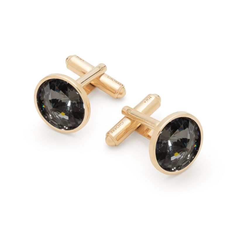 Silver cufflinks with Rivoli crystal - Silver Night gold plated