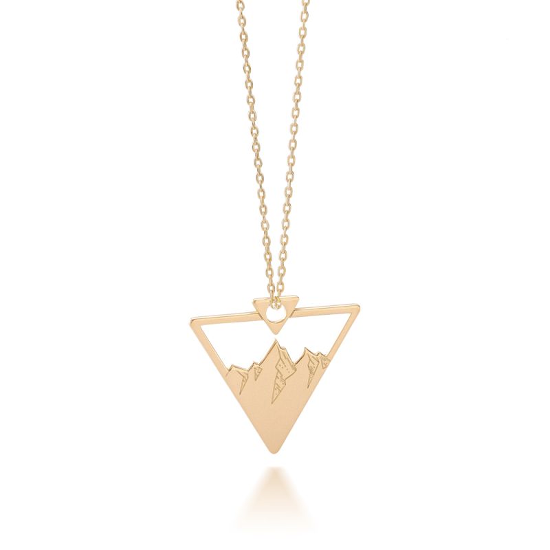 Silver necklace - mountains gold plated