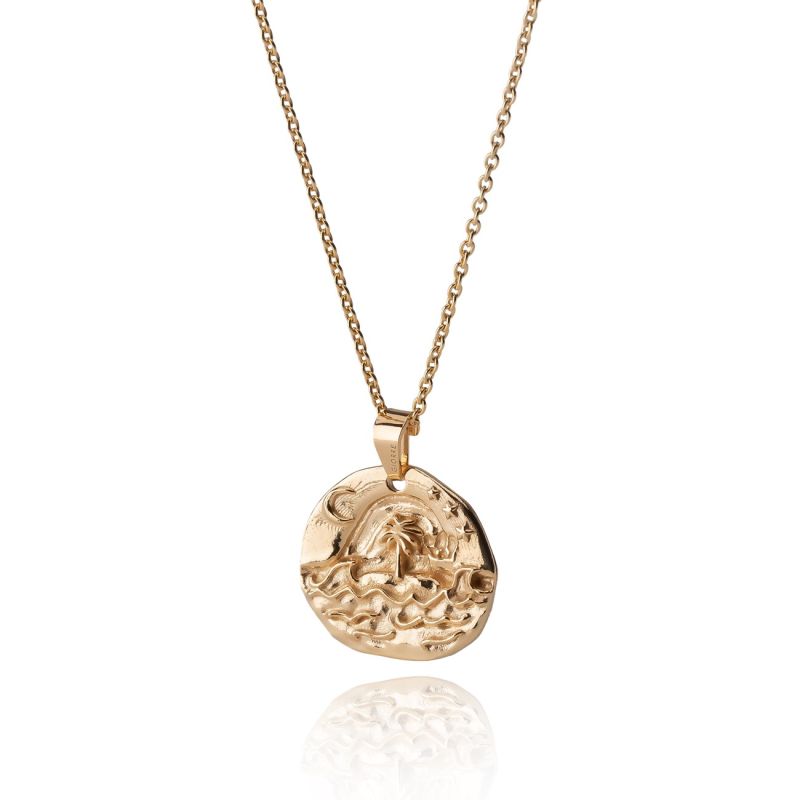 Silver sea talisman necklace with gold plating