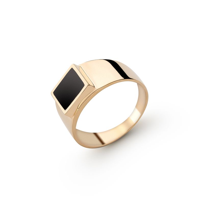 Silver men's signet ring with resin - square, silver 925 in gold plating