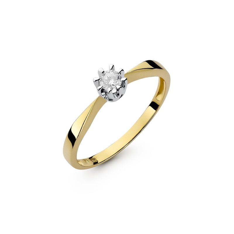 Gold ring with diamond 0.15 ct - Classic