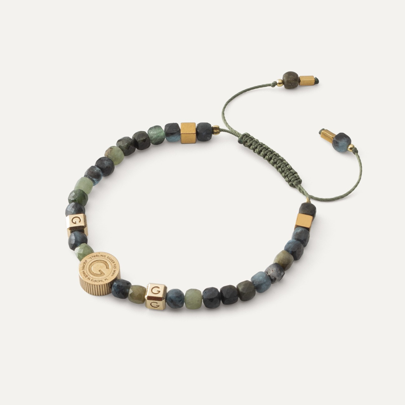 Bransoletka z akwamarynem wielokolorowym, srebro 925 w złotym pokryciu