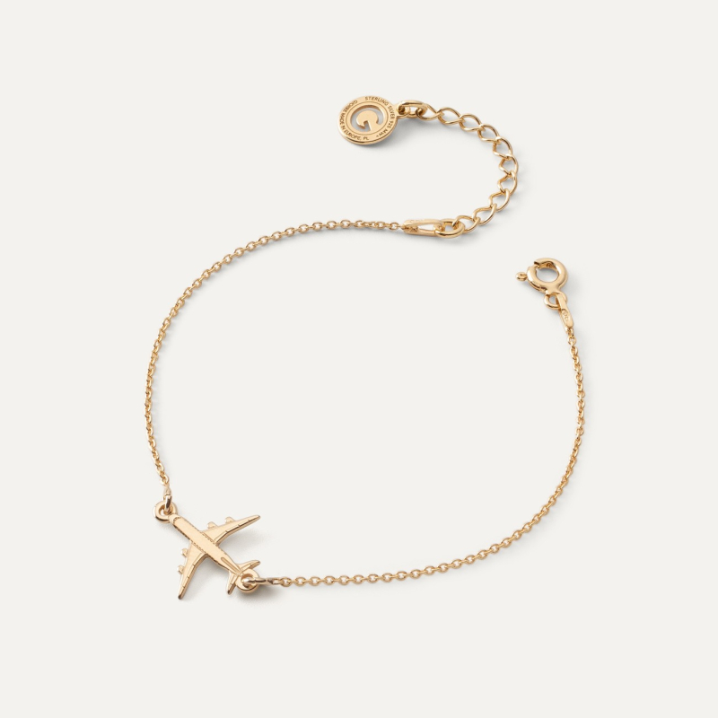 Armband - flugzeug, 925er Silber gelbvergoldet