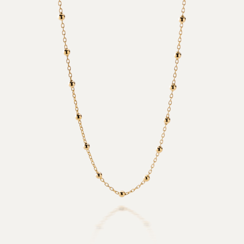 Delikatny łańcuszek ankier z kulkami  , srebro 925 w złotym pokryciu