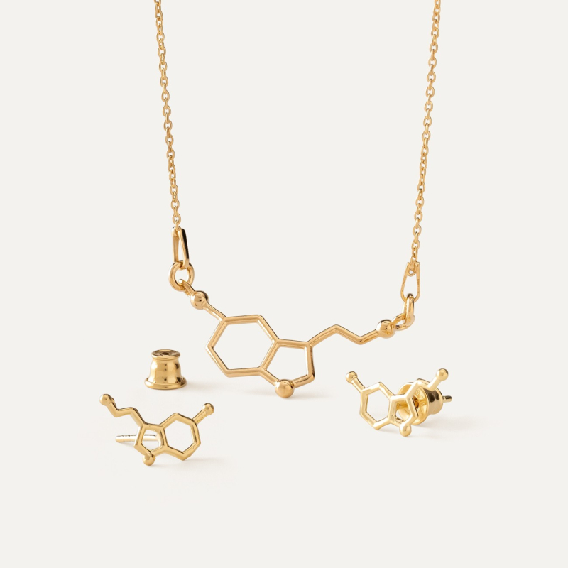 Komplet biżuterii pozłacanej &ndash; serotonina, srebro 925 w złotym pokryciu