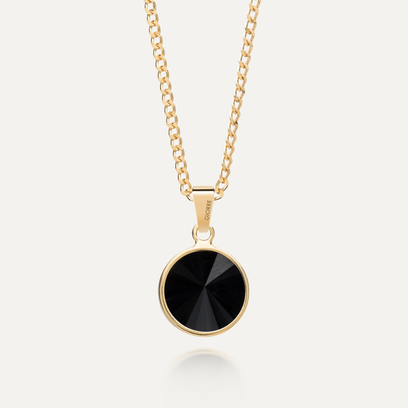 Silver necklace - black onyx gold plated