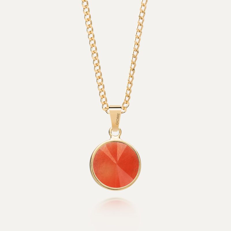 Silver necklace - orange jade gold plated