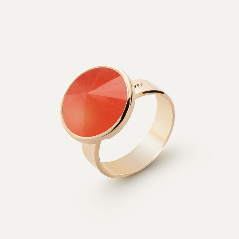 Orangefarbener Jade-Silberring, silber 925