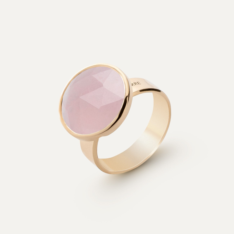 Silver ring Rose Cut - rose quartz