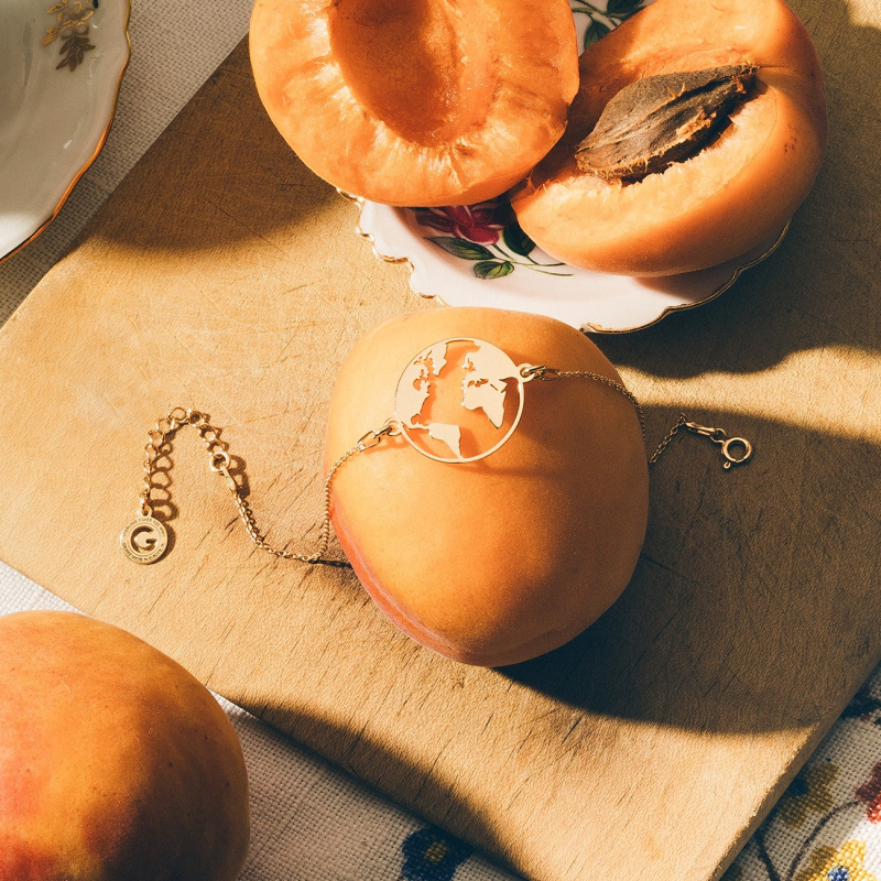 Barcelet - Globe, sterling silver 925 gold plated                                    