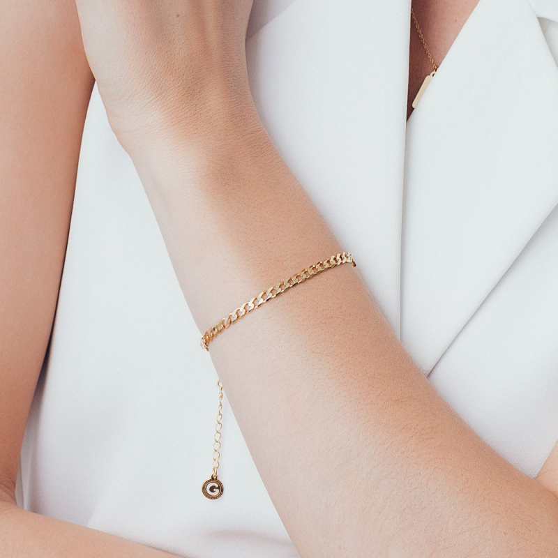 Bracelet curb, sterling silver 925 gold plated                                    