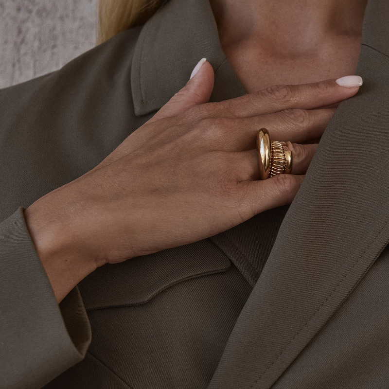 Smooth ring - XENIA x GIORRE, silver 925, platinum plated                                    