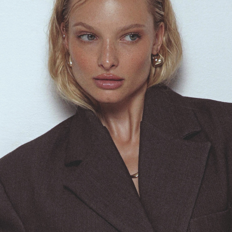 Chunky purse earrings with zircons gold plated                                    