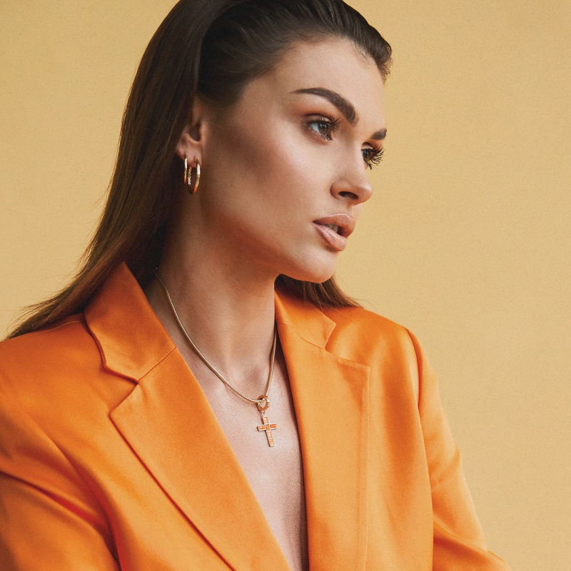 Medium, diamond hoop earrings with clasp, silver 925 gold plated                                    