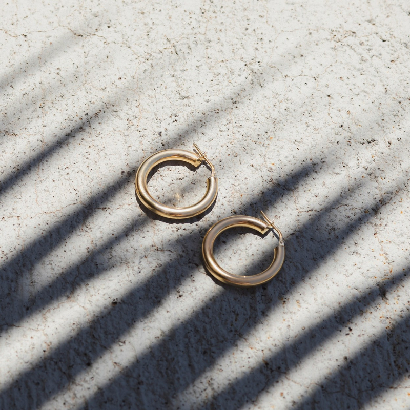 Round hoop earrings 3.5 cm with clasp, silver 925 platinum plated                                    