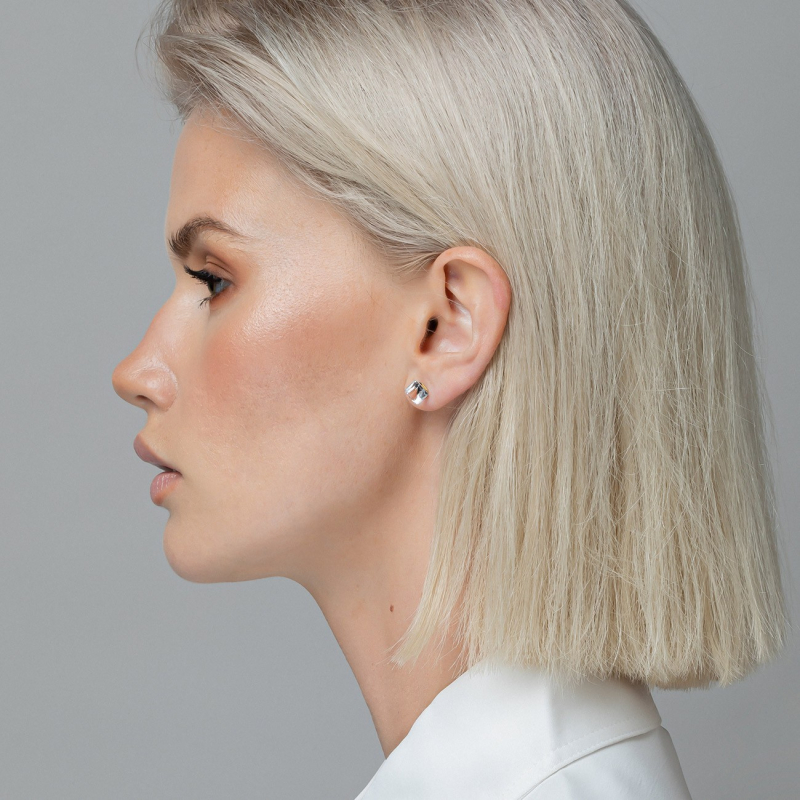 Cube earrings, sterling silver 925 platinum plated                                    