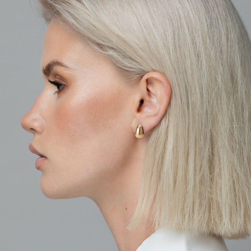 Teardrop earring, sterling silver 925, gold plated                                    