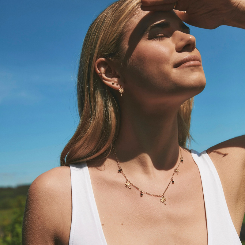 Palm tree earrings, 925 silver with gold plating                                    