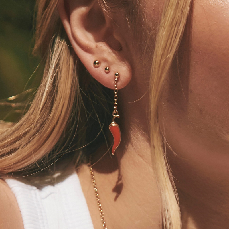 Chili pepper earrings, platinum-plated 925 silver                                    