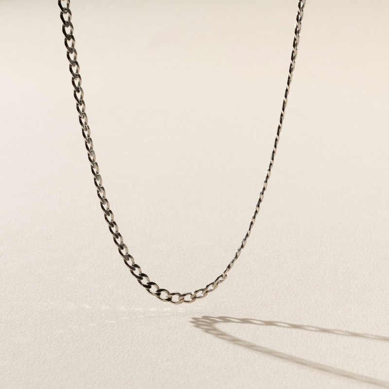 Silver chain necklace curb gold plated                                    