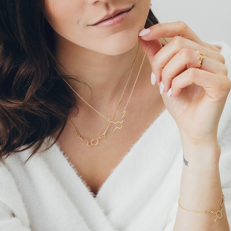 Dopamine necklace, sterling silver 925 gold plated                                    