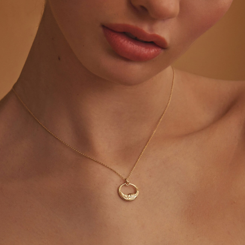 Moon necklace, sterling silver 925 platinum plated                                    