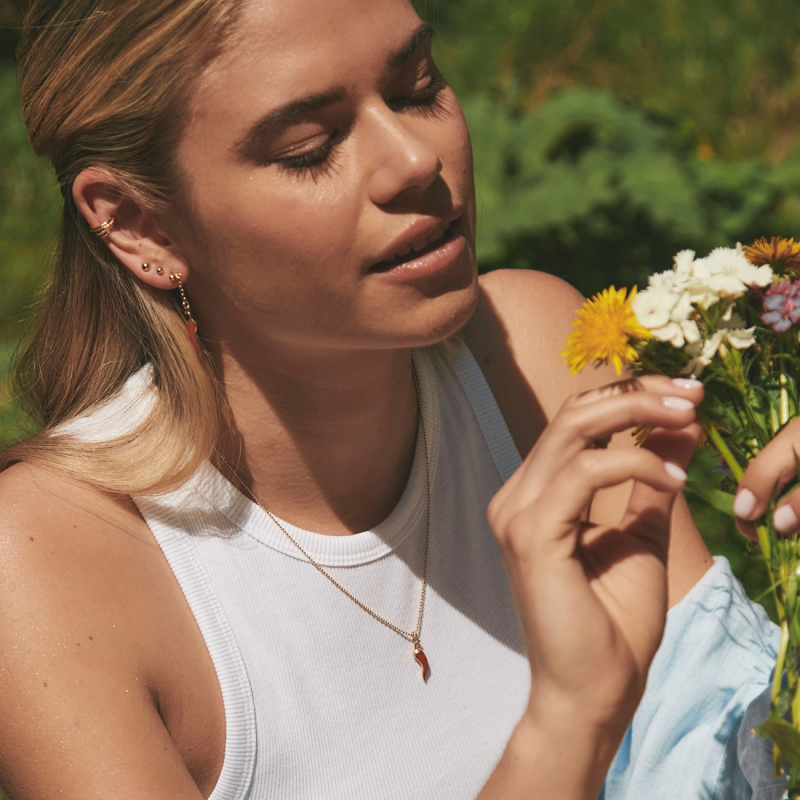 Chili pepper necklace, 925 silver with gold plating                                    