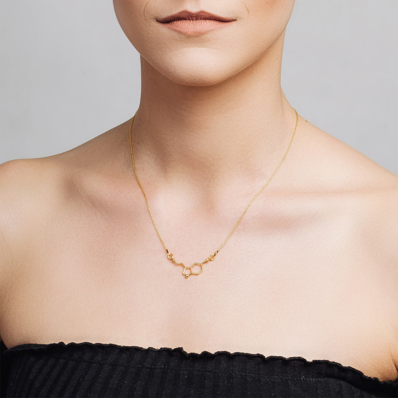 Necklace serotonin, sterling silver 925 platinum plated                                    