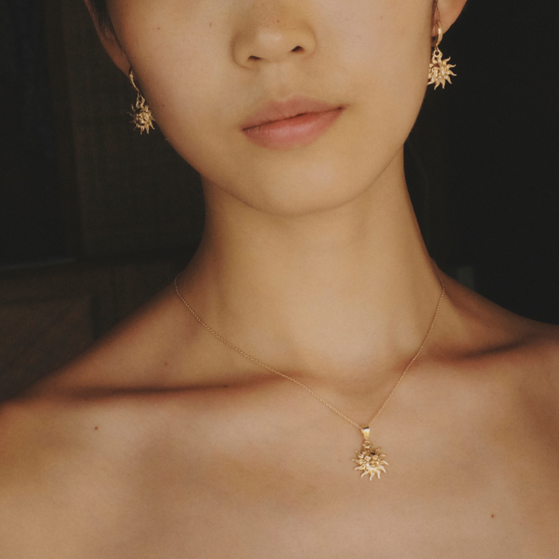 Złoty naszyjnik słońce, złoto 14K                                    