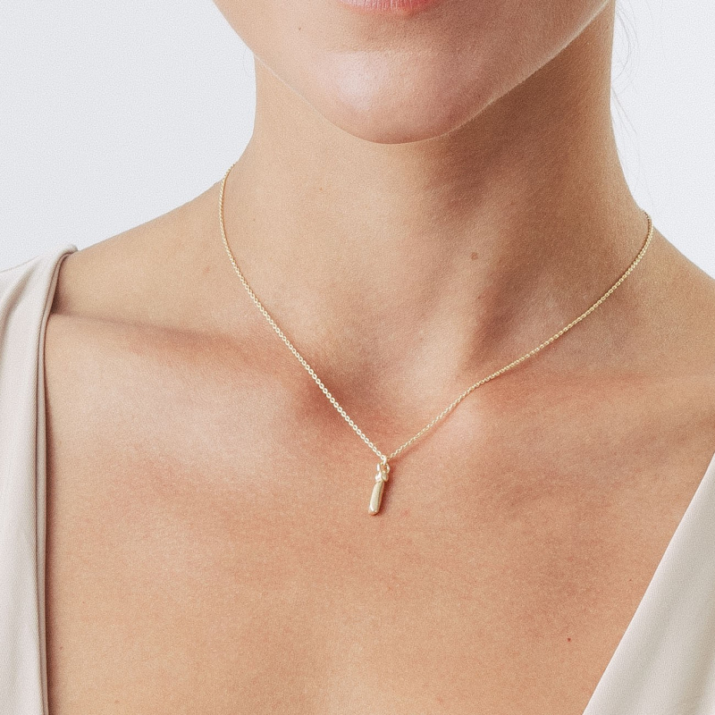 Necklace with puffed letter I, 925 silver with gold plating                                    