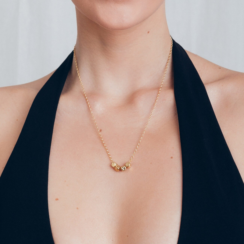 Necklace with letters - cubes, silver 925, platinum plated                                    