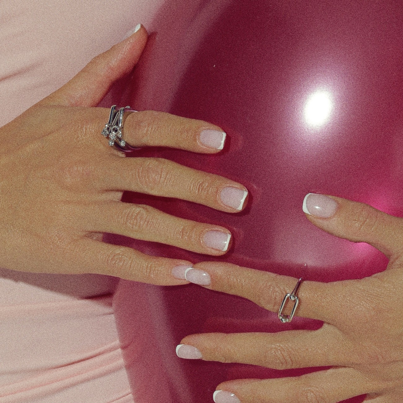 Rectangular ring platinum plated                                    