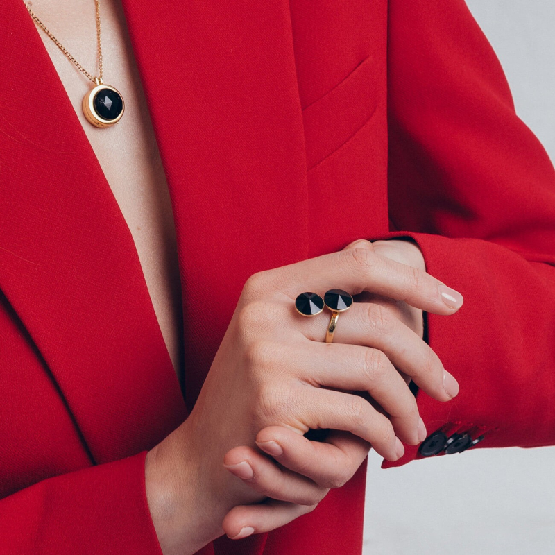 Rivoli ring with 12 mm stones, silver 925 platinum plated                                    