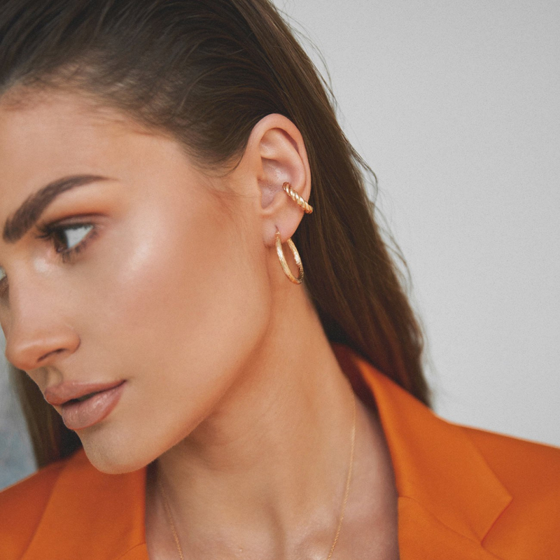 Braided earring, sterling silver 925 platinum plated                                    