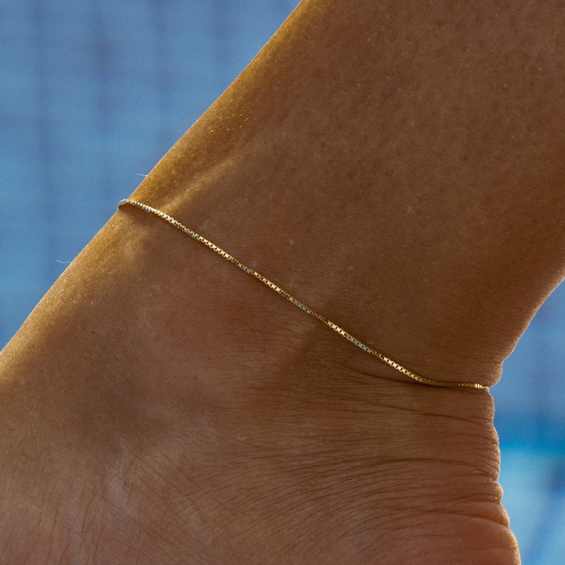 Silver ankle bracelet, Venetian platinum plated                                    