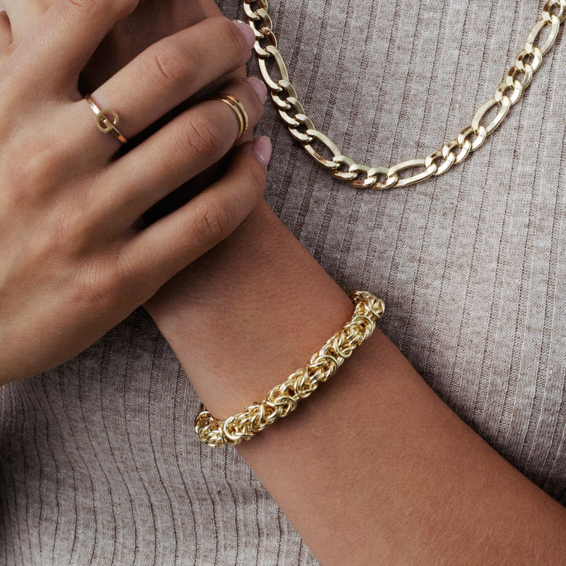 Silver bracelet hand-assembled - byzantine, silver 925 platinum-plated                                    