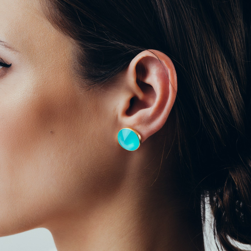 Silver earrings - blue chalcedony platinum plated                                    