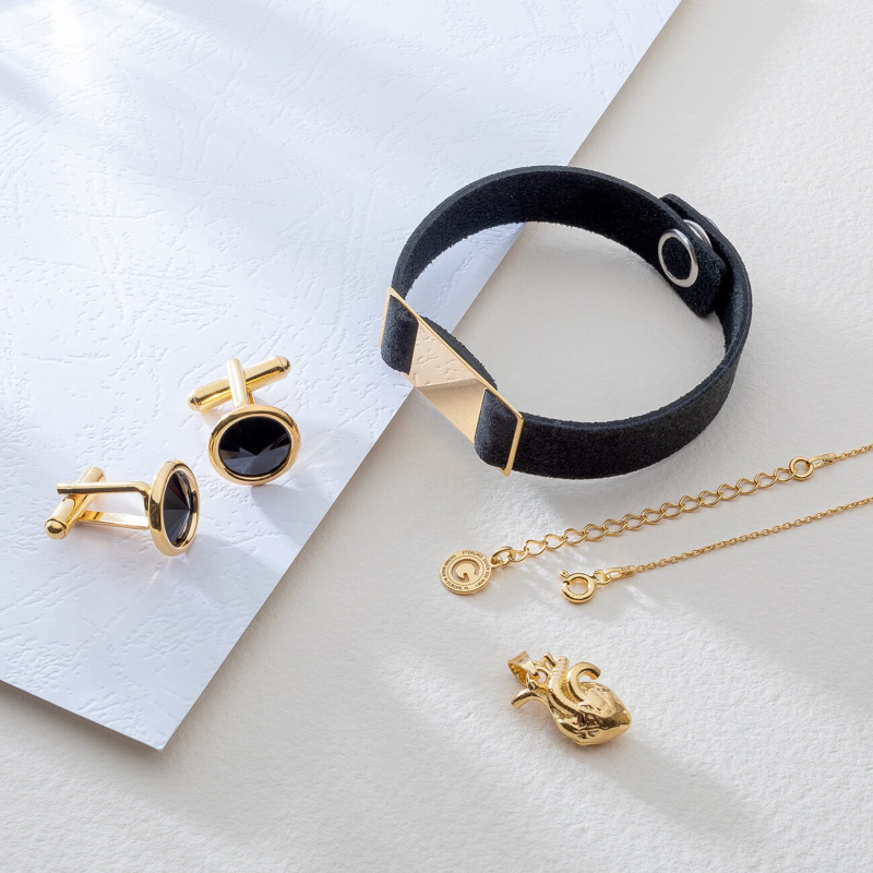 Silver cufflinks with Rivoli crystal - Silver Night platinum plated                                    