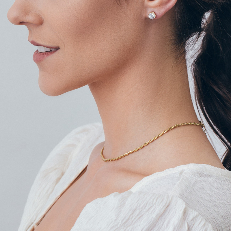 Silver choker braided from two chains, silver 925 in gold plating                                    