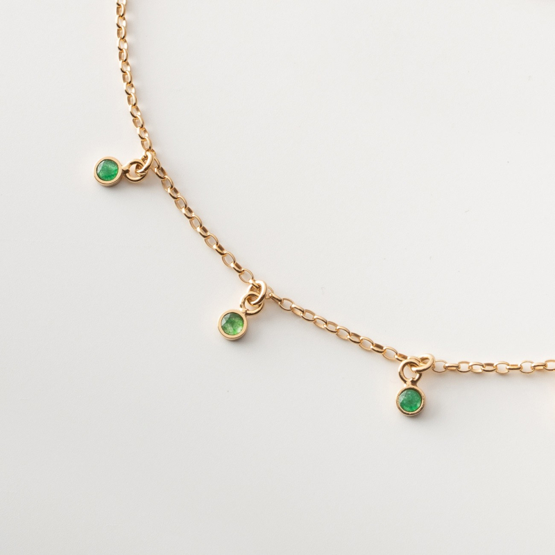 Silver choker with stones - green jade gold plated                                    