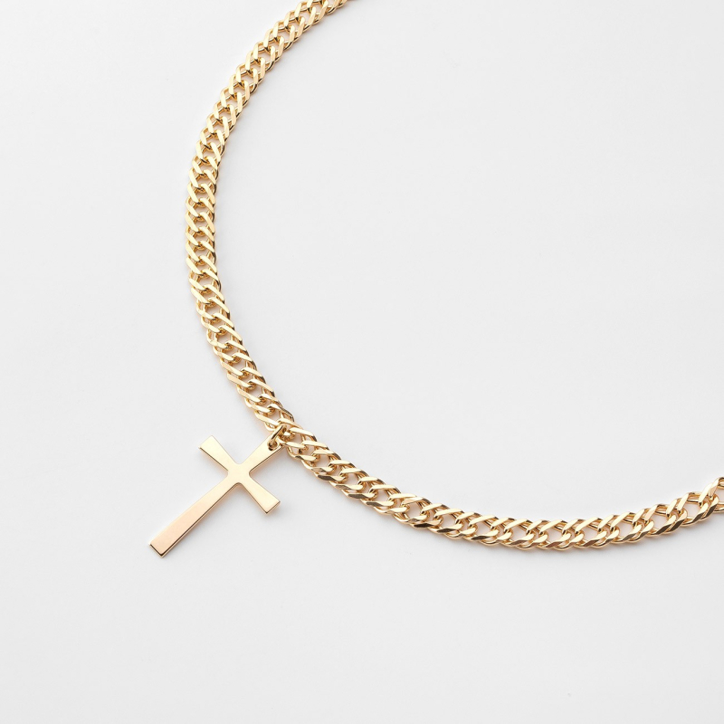 Rhombo chain with a cross, silver 925 gold plated                                    
