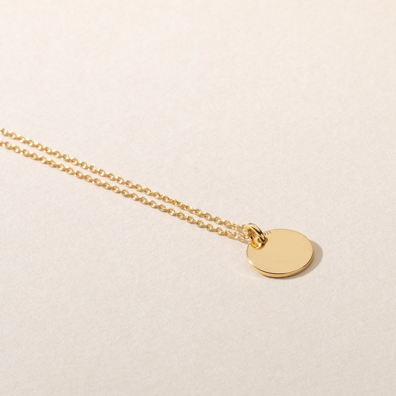 Silver celebrity necklace - round plate with engraving platinum plated                                    