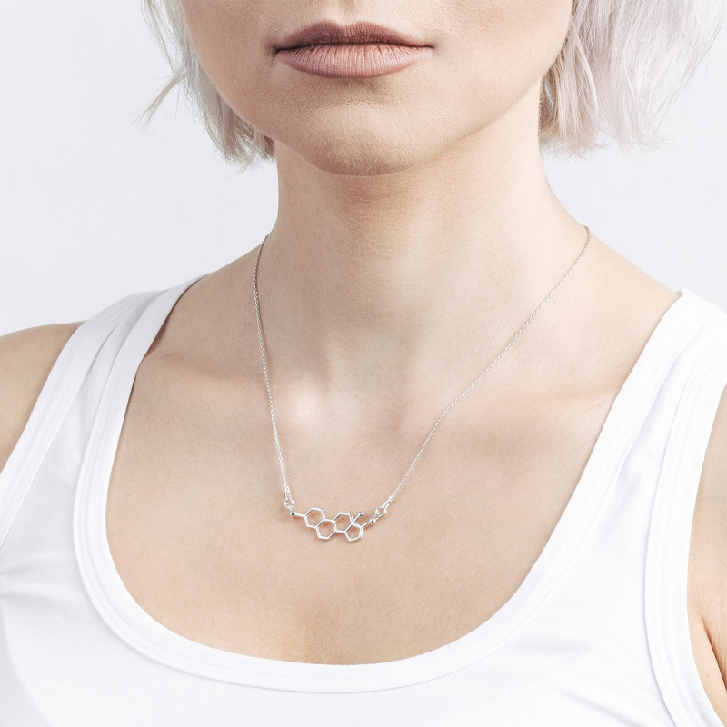 Estrogen necklace, sterling silver 925 gold plated                                    