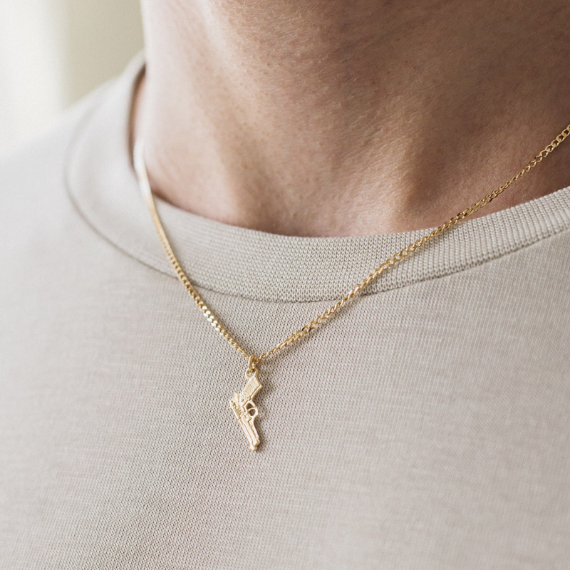 Beretta gun necklace, silver 925 gold plated                                    