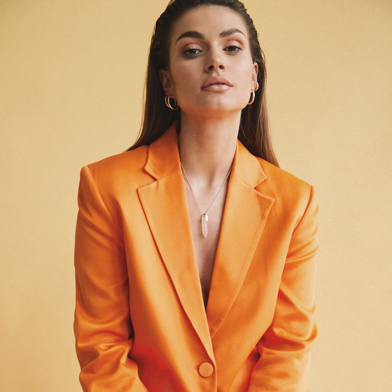 Silver icicle necklace - rose quartz platinum plated                                    