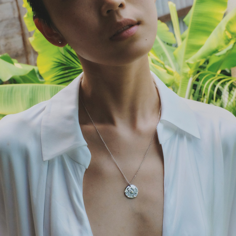 Cancer zodiac sign necklace, silver 925 platinum plated                                    