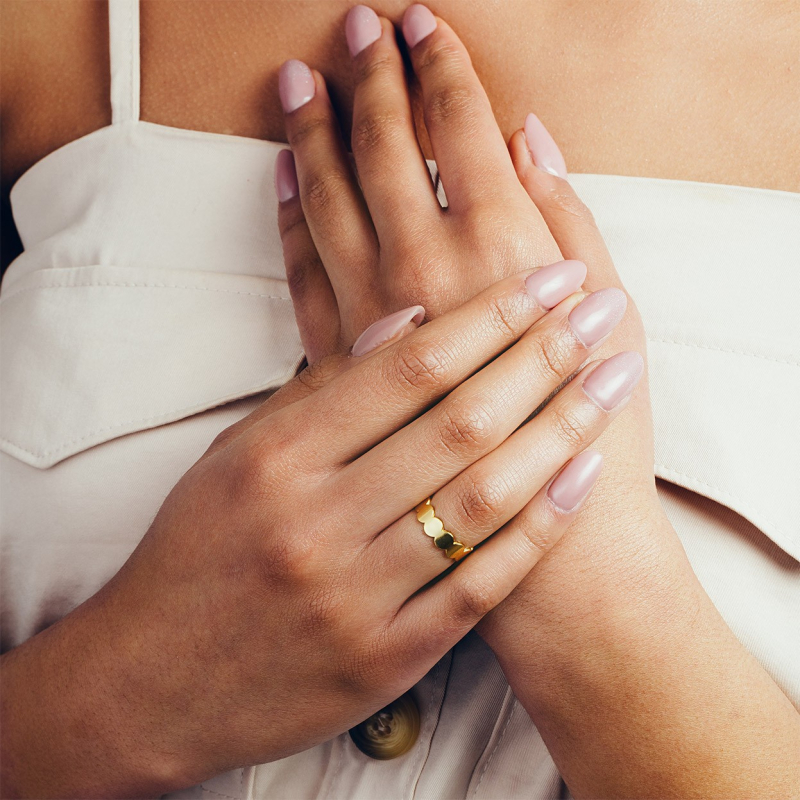 Silver knuckle ring, beads gold plated                                    