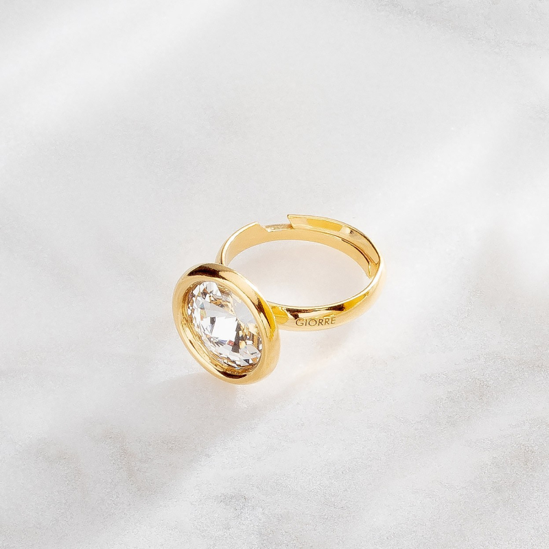 Rivoli 10 mm ring, sterling silver 925 platinum plated                                    